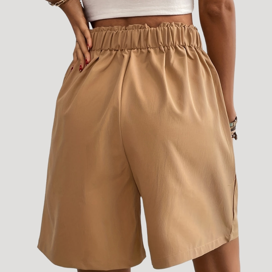 Valentina - Hochtaillierte, gefaltete Shorts mit weitem Bein