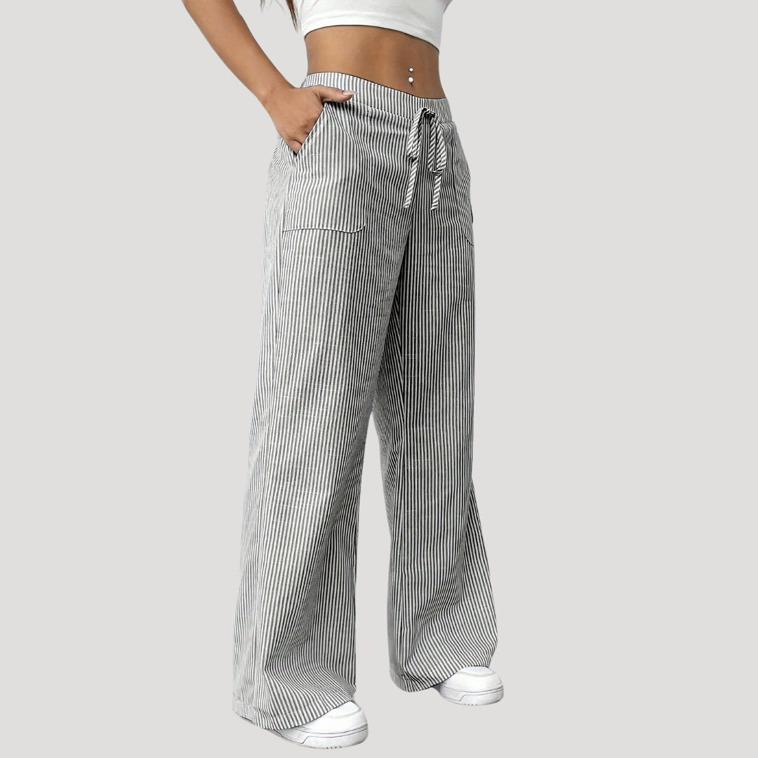 Odilia - Gestreifte weite Hose mit Kordelzug