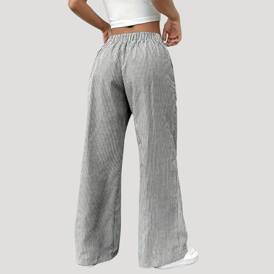 Odilia - Gestreifte weite Hose mit Kordelzug