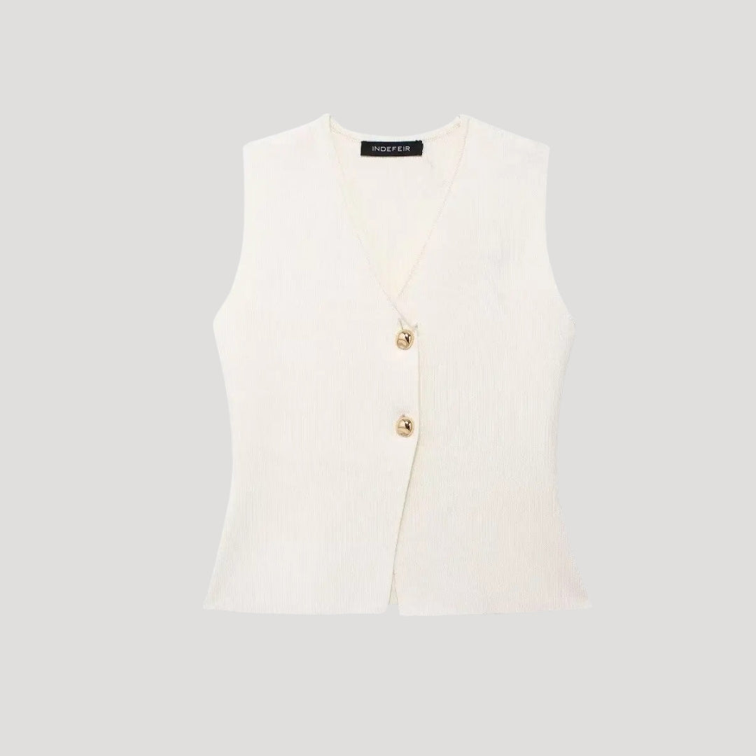 Xanthe - Elegantes ärmelloses Weste und Faltenrock-Set