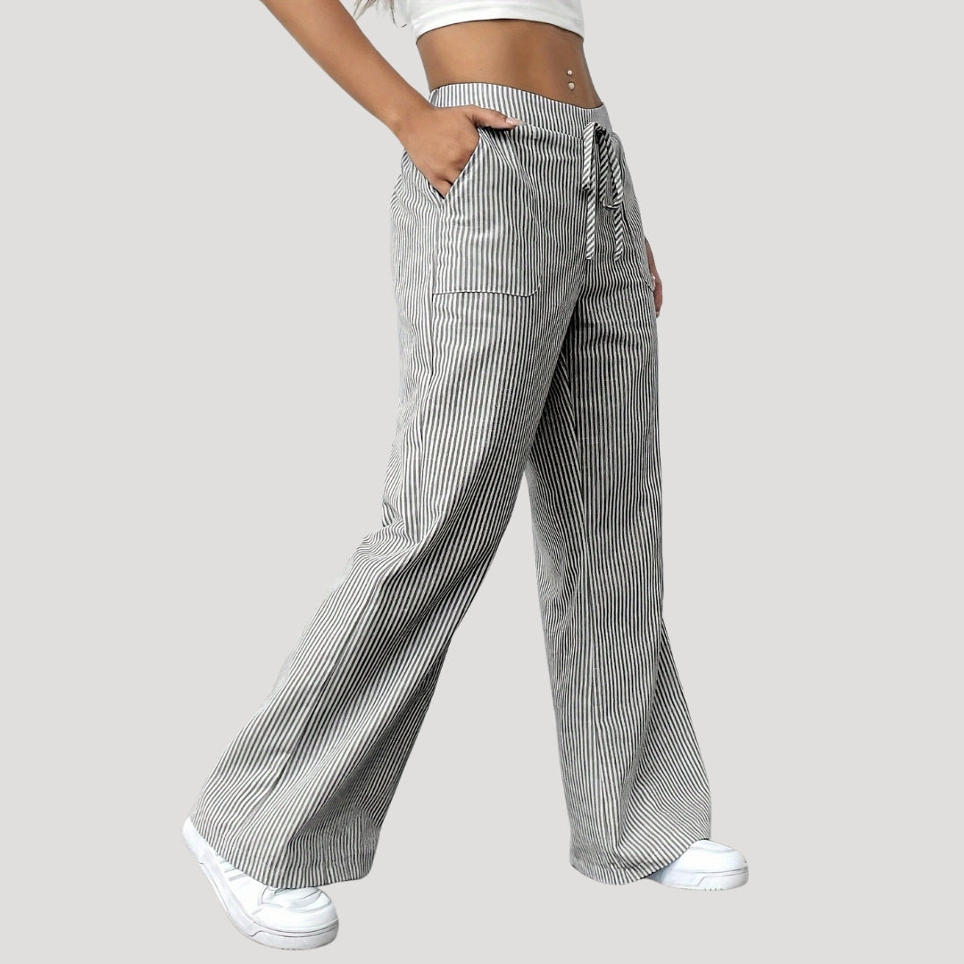 Odilia - Gestreifte weite Hose mit Kordelzug