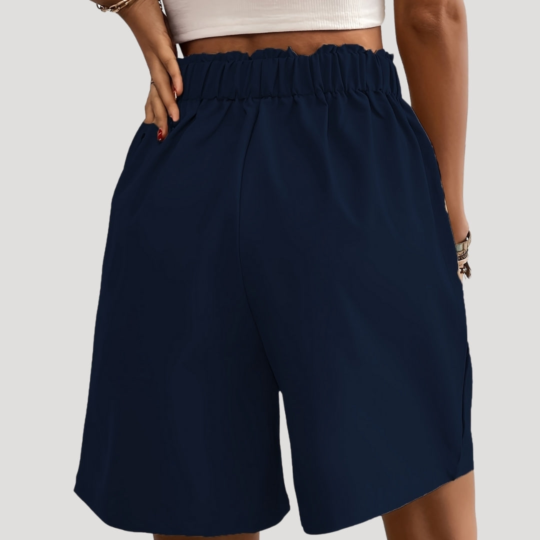 Valentina - Hochtaillierte, gefaltete Shorts mit weitem Bein