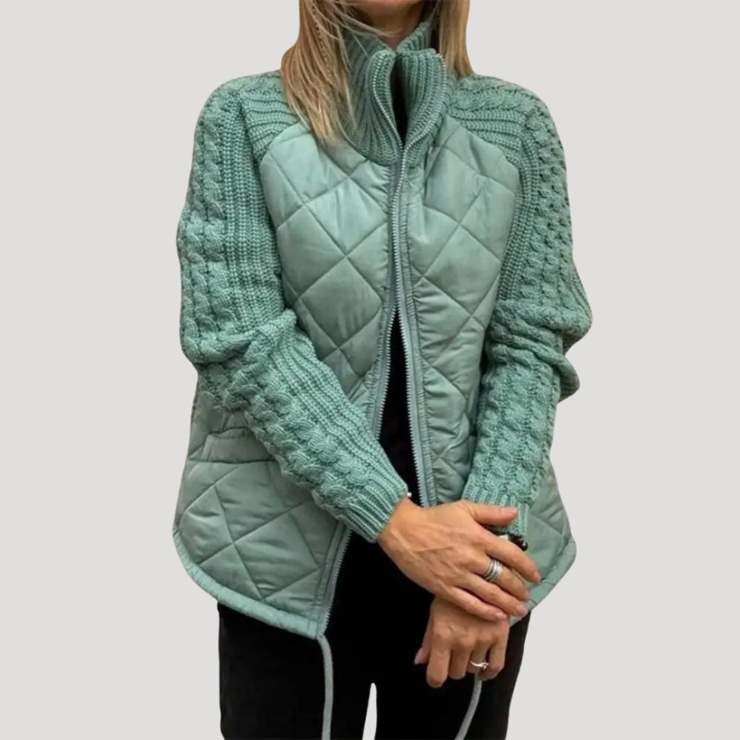 Freya - Padded Jacket with Knitted Sleeves and Zipper