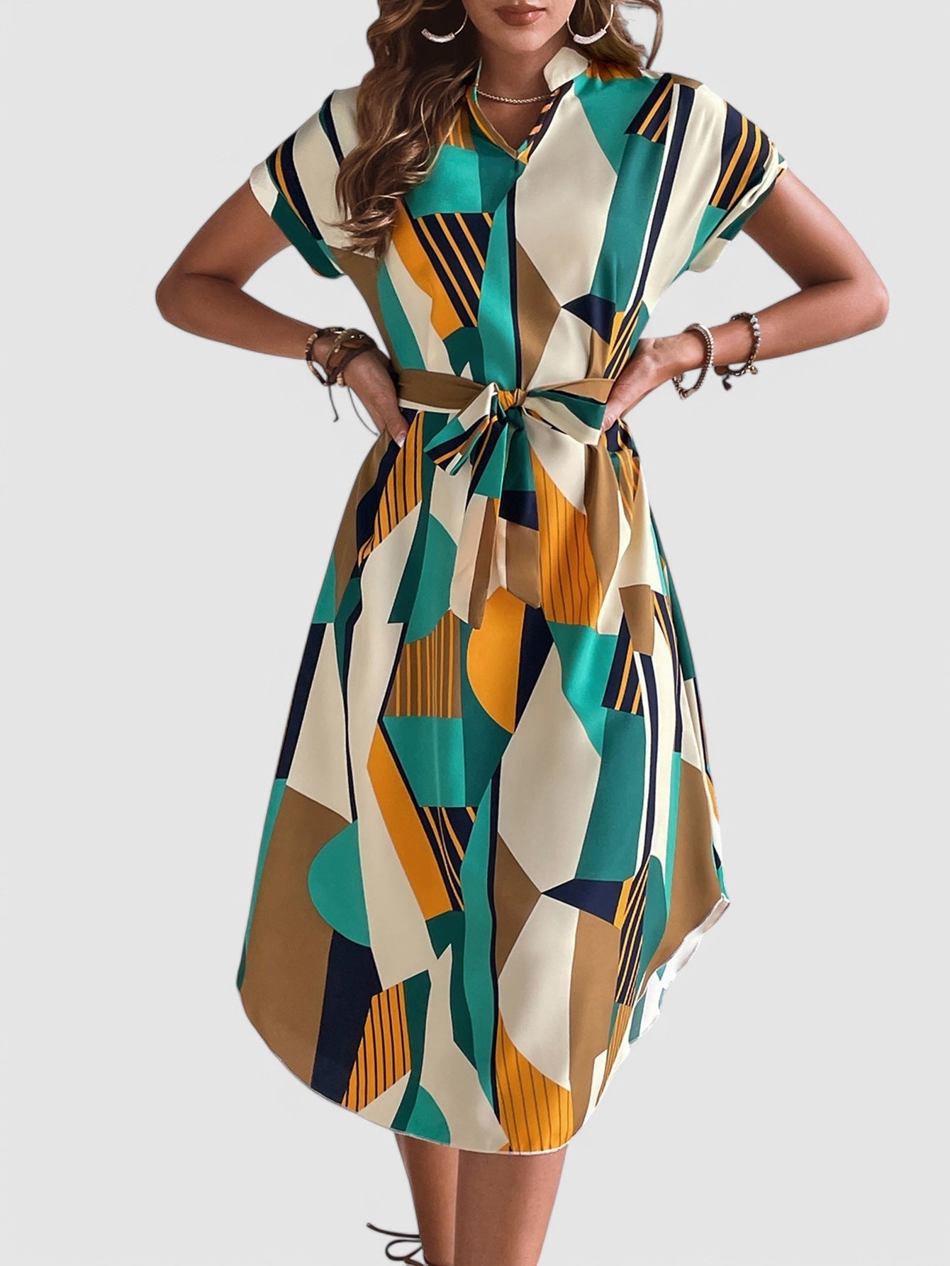 ANINA - Kleid mit geometrischem Muster