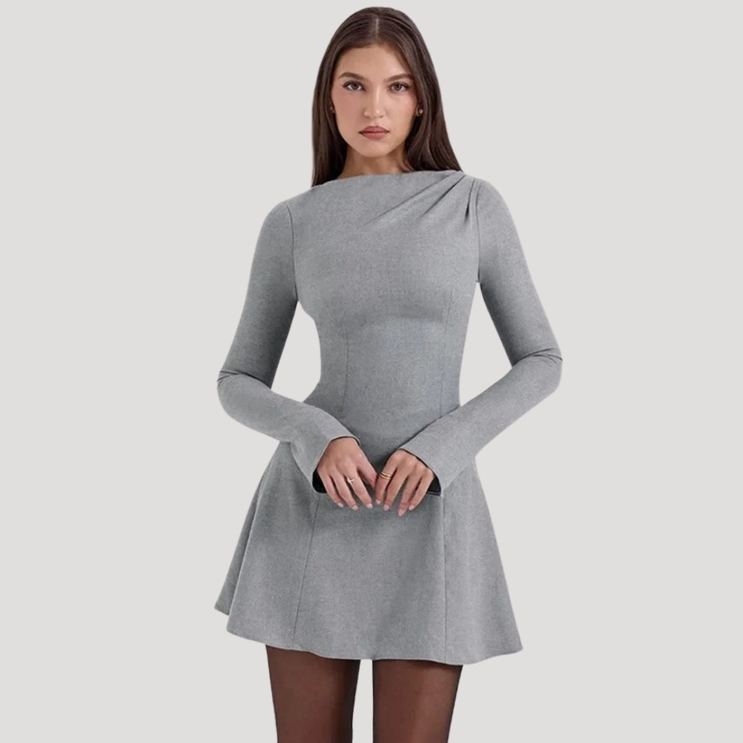 Karina - Elegant Long Sleeve Skater Dress