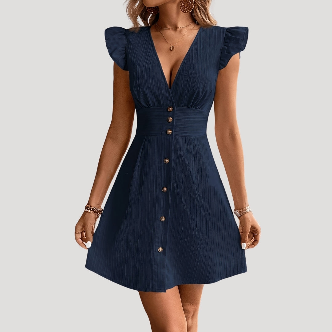Sylph - Elegantes Kleid mit Rüschensleeves und Knopfleiste