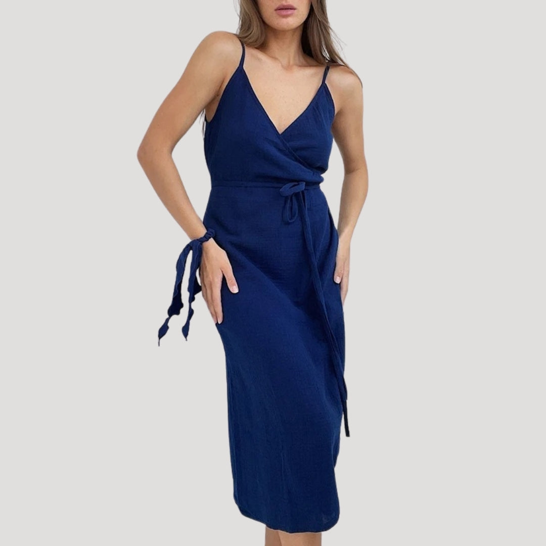Talia - Elegant Cotton Midi Wrap Dress