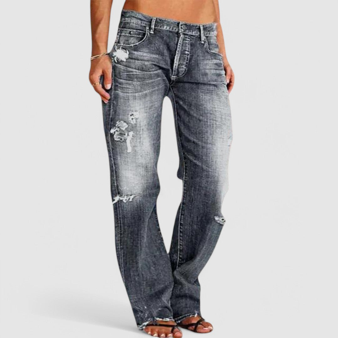 LENA - Vintage Distressed Weite Jeans
