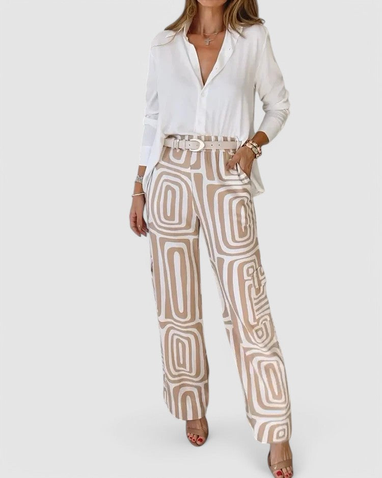 CHIARA - Hoch-Taillierte Muster-Hose