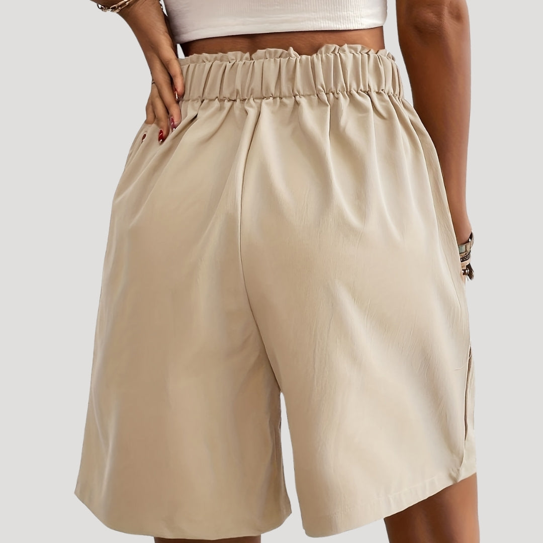 Valentina - Hochtaillierte, gefaltete Shorts mit weitem Bein
