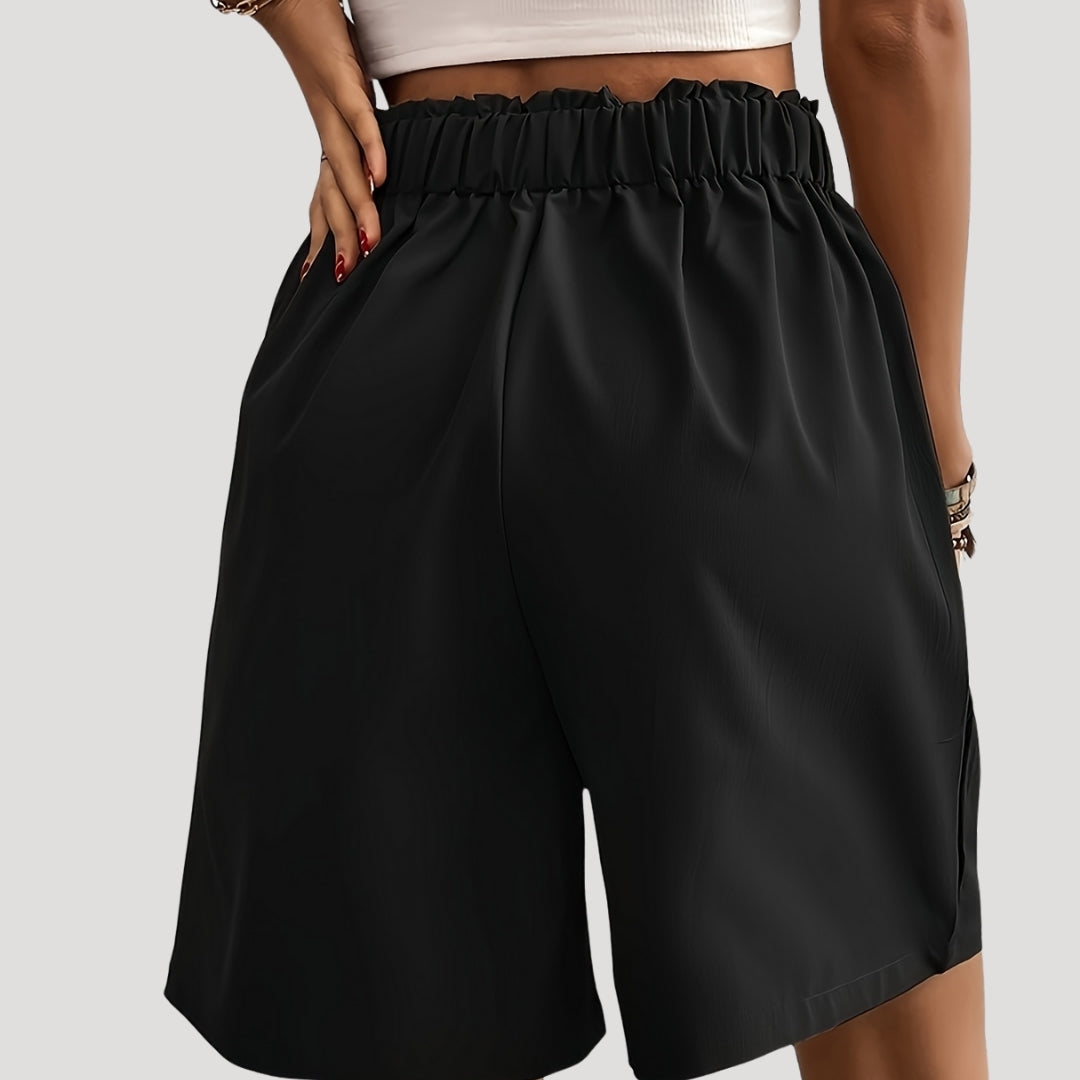 Valentina - Hochtaillierte, gefaltete Shorts mit weitem Bein