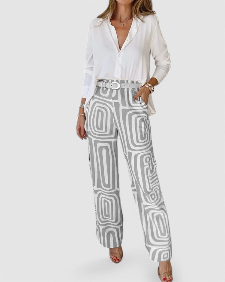 CHIARA - Hoch-Taillierte Muster-Hose
