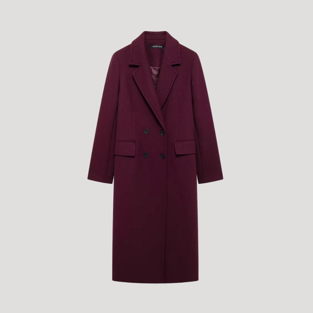 Vera - Damen langer Wollmischung Doppelreiher-Mantel