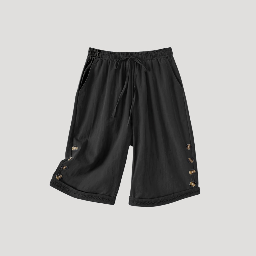 Questa - Lässige knielange Shorts mit Kordelzug und Knöpfen