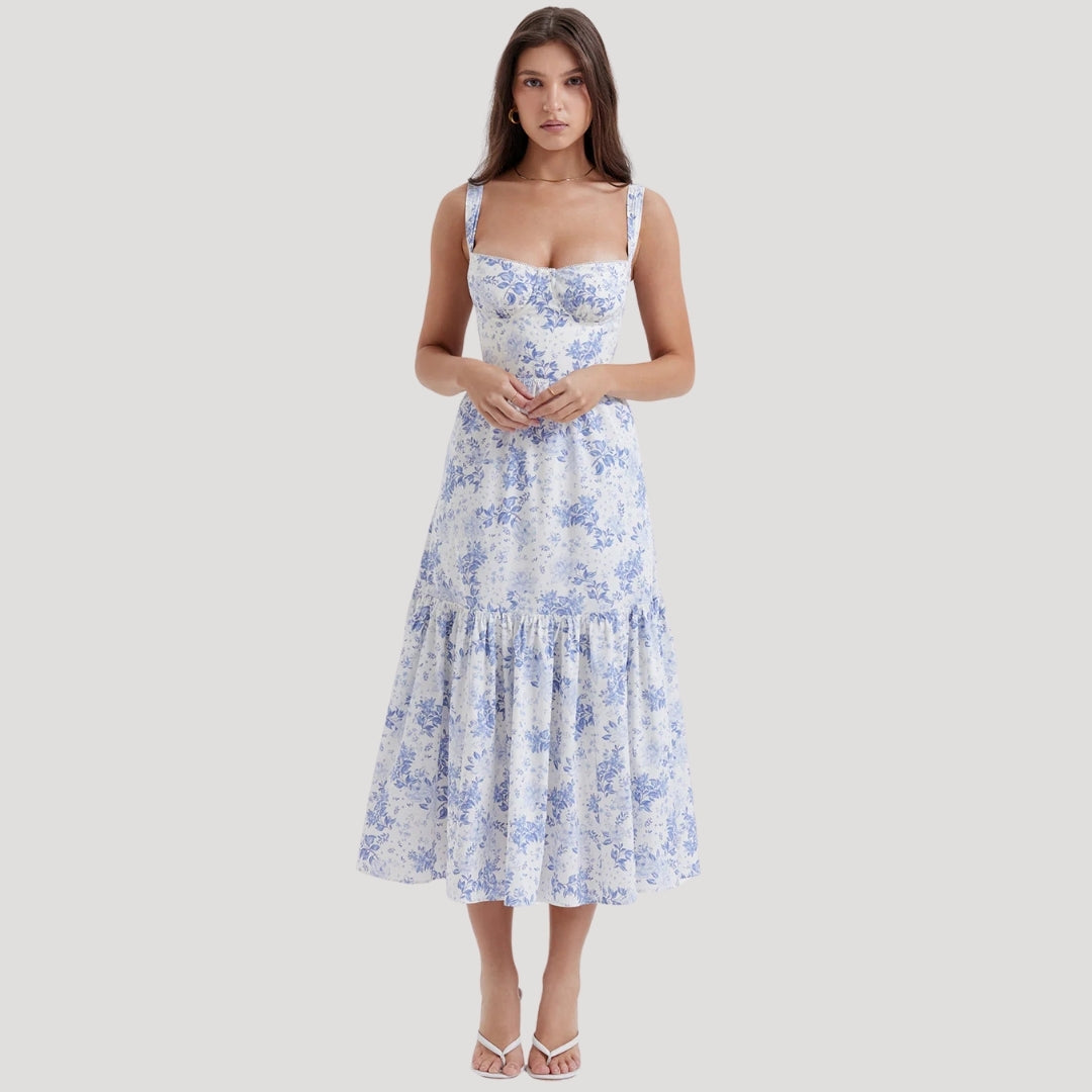 Della - Vintage-Style Floral Print Midi Dress