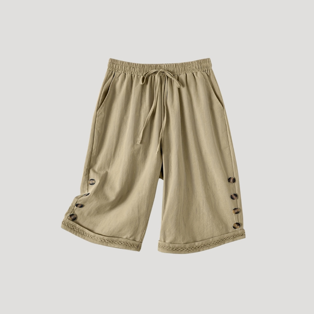 Questa - Lässige knielange Shorts mit Kordelzug und Knöpfen