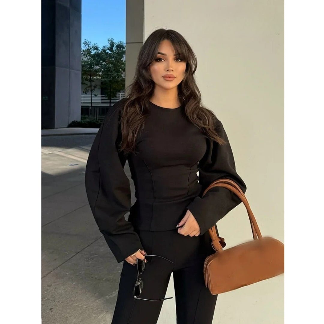 Keeley - Minimalistisches Langarm-Loungewear-Set