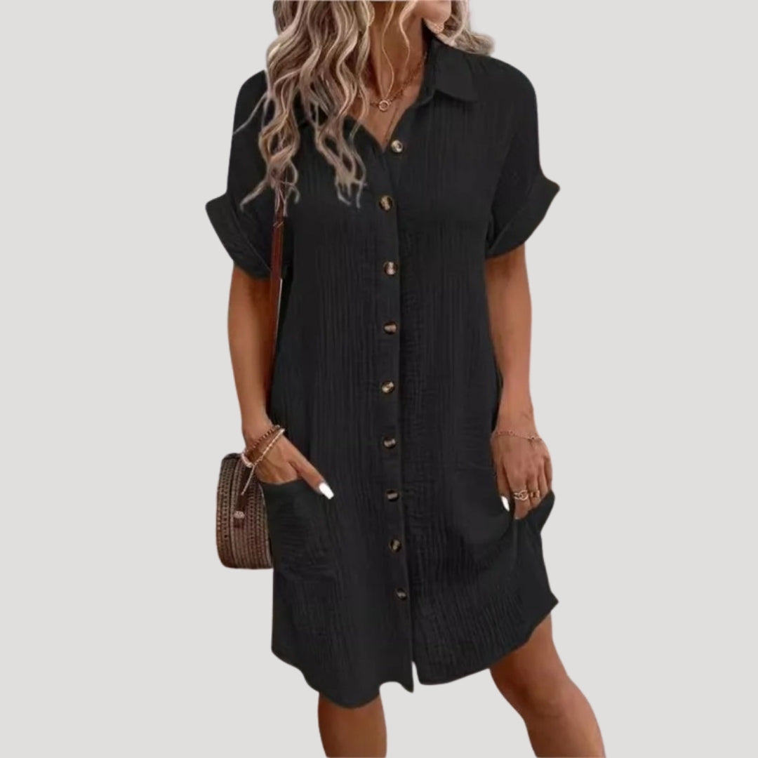 Sophia - Button-Down Short Sleeve Dress