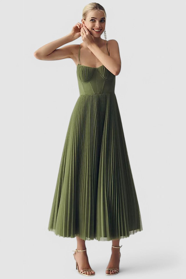 ADELE - Plissiertes Midi-Kleid