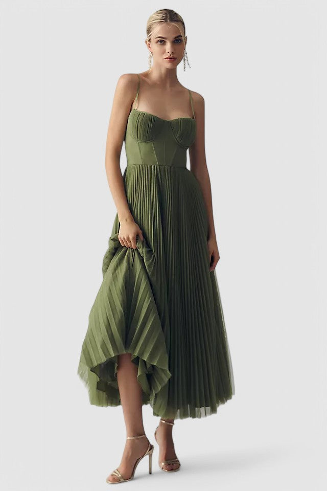 ADELE - Plissiertes Midi-Kleid