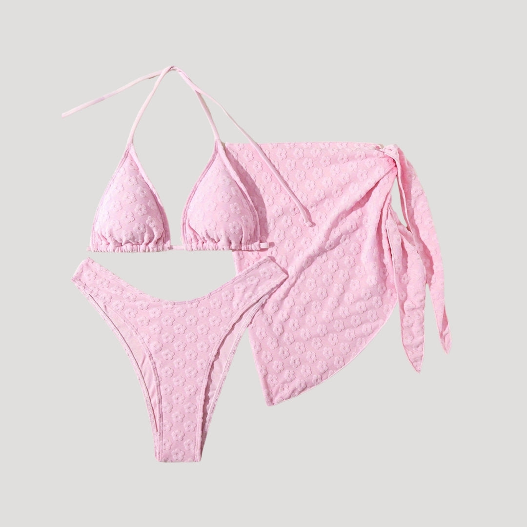 Allegra - Texturiertes dreiteiliges Bikini-Set