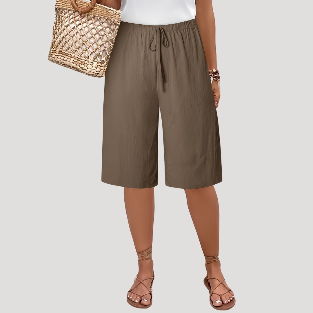 Umber - Lässige knielange Shorts mit Kordelzug