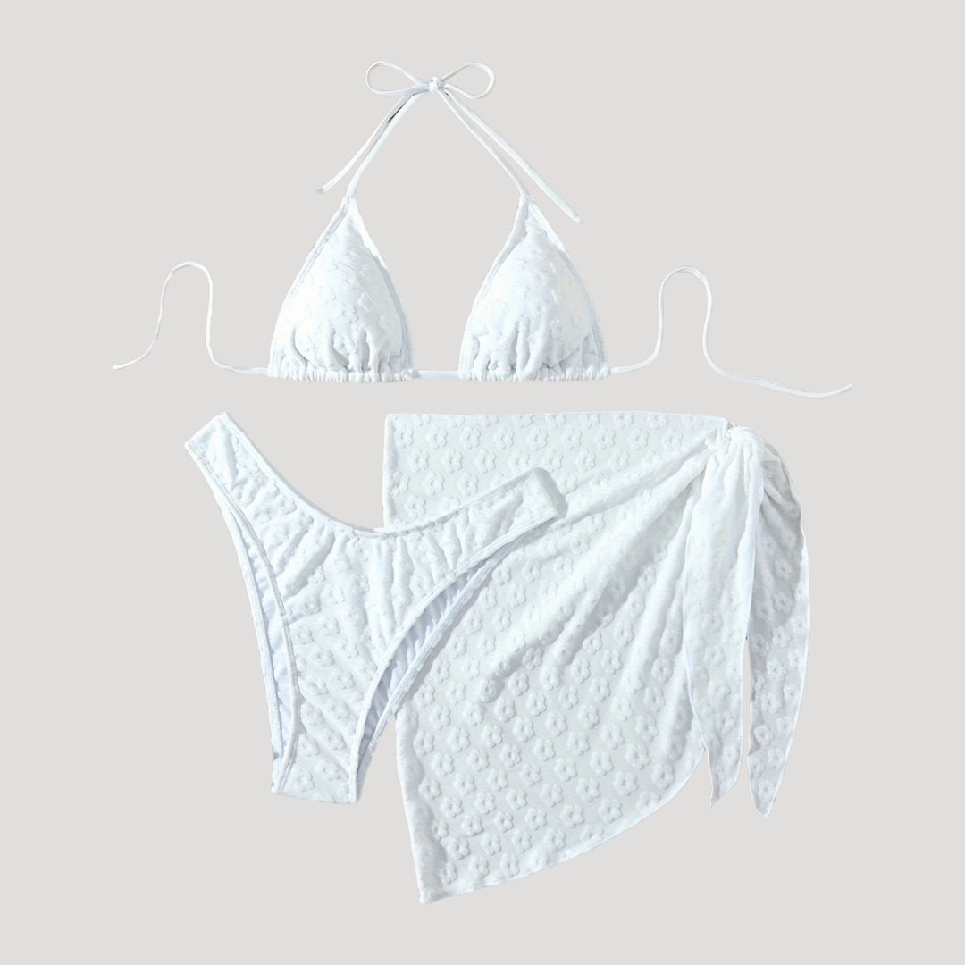 Allegra - Texturiertes dreiteiliges Bikini-Set