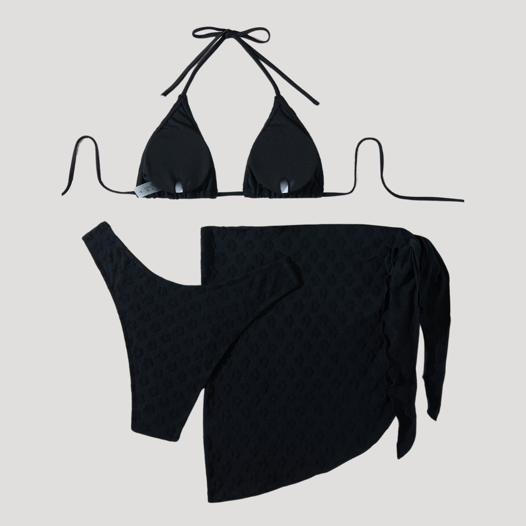 Allegra - Texturiertes dreiteiliges Bikini-Set