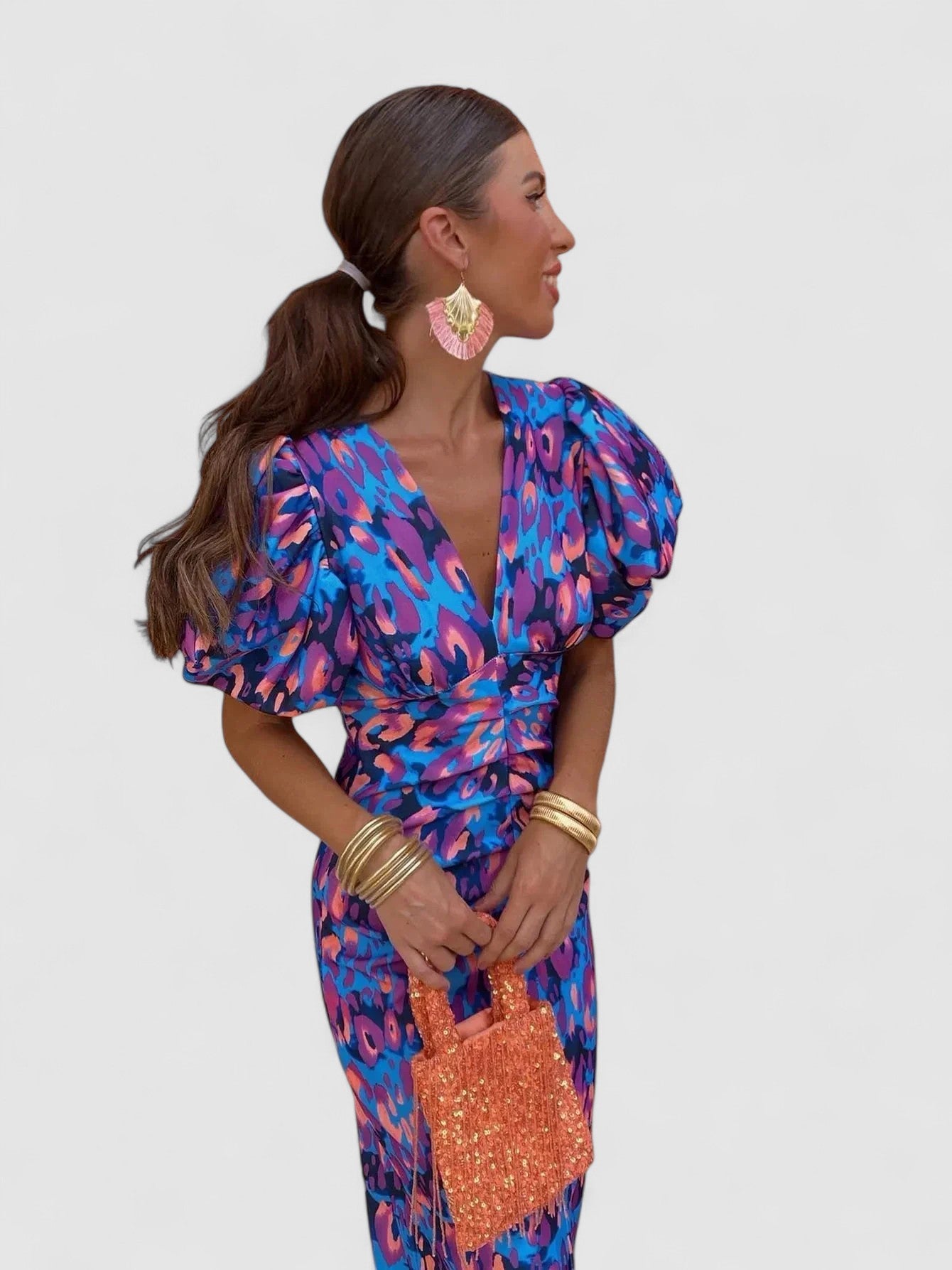 CAROL - Musterprint Midi-Kleid